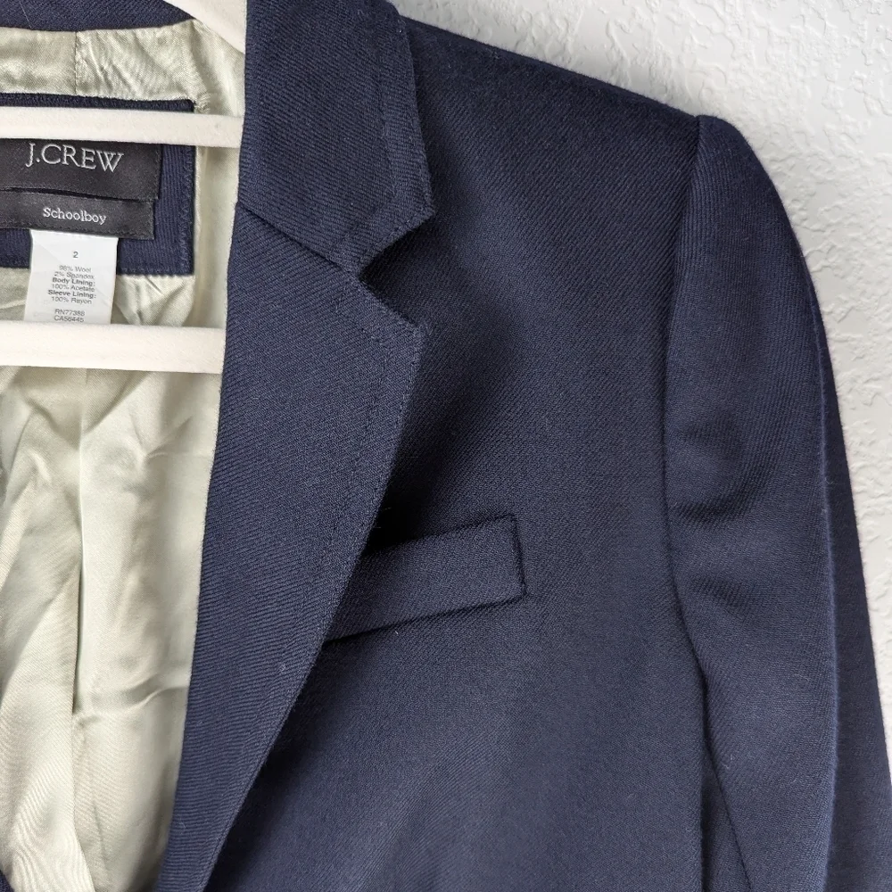 J.Crew Schoolboy Navy Wool Blazer Gold Buttons Size 2